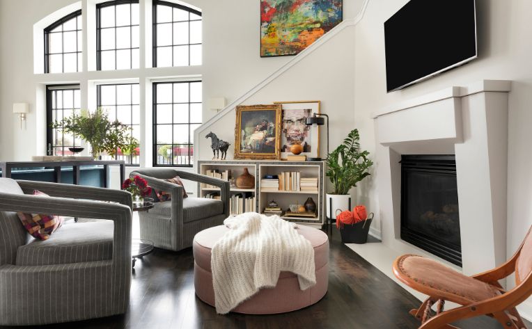 open concept living room designed by Martha O'Hara Interiors